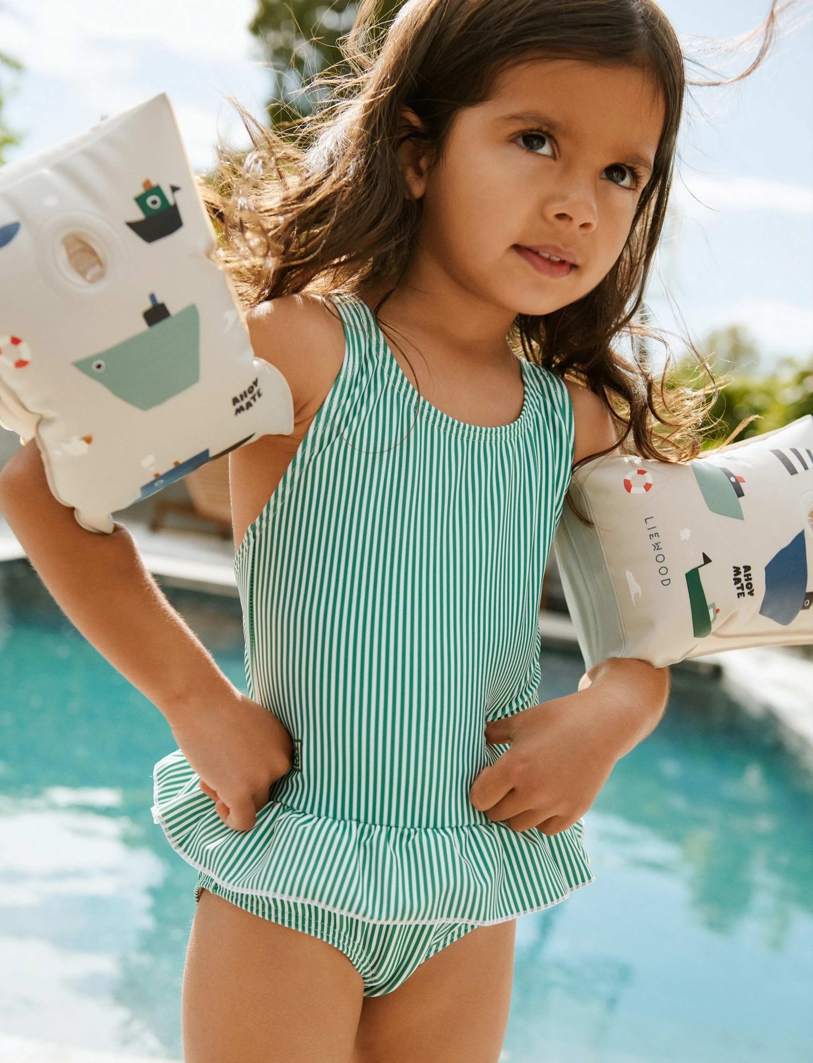 Liewood Amara Stripe Swimsuit - Odzież - BRIGHT GARDEN / CREME DE LA CREME / green