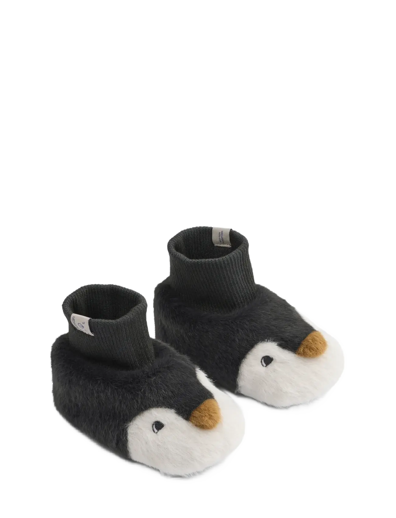 Liewood Beth Penguin Plush Slippers, Børn, Pingvin Plys Sutsko, Sort, Str: 20/21