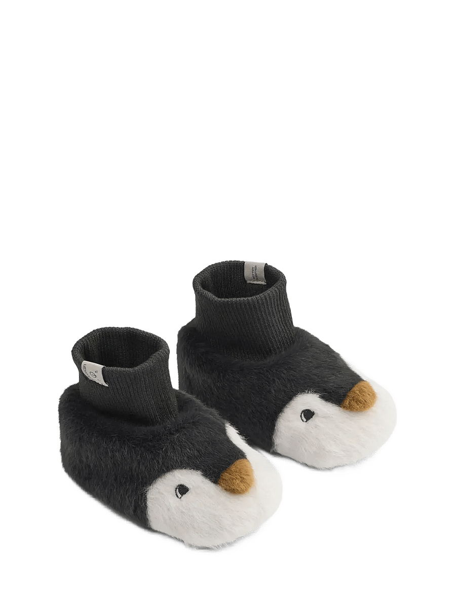Liewood - Beth Penguin Plush Slippers - hausschuhe - sandy / dark grey - 0
