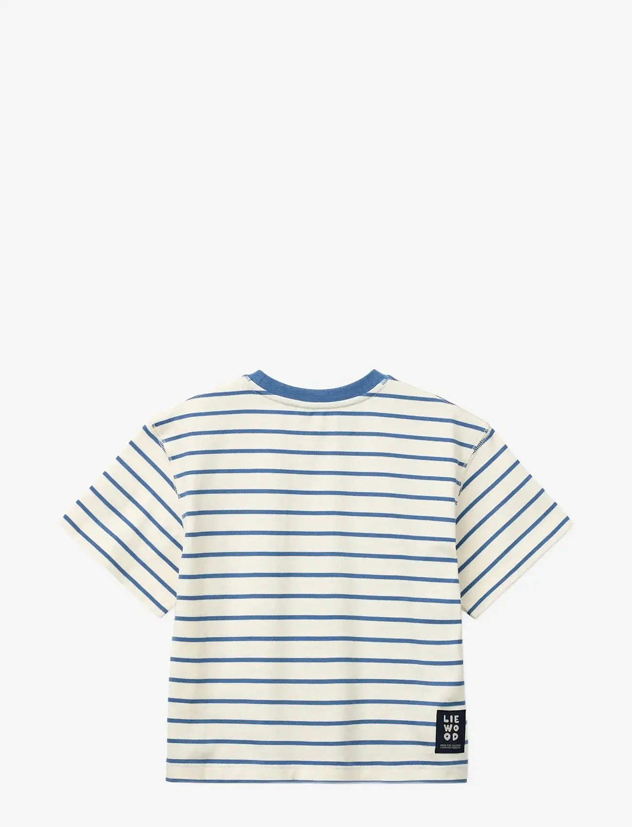 Liewood - Tyler Stripe SS T-shirt - kortärmade t-shirts - riverside / creme de la creme - 1
