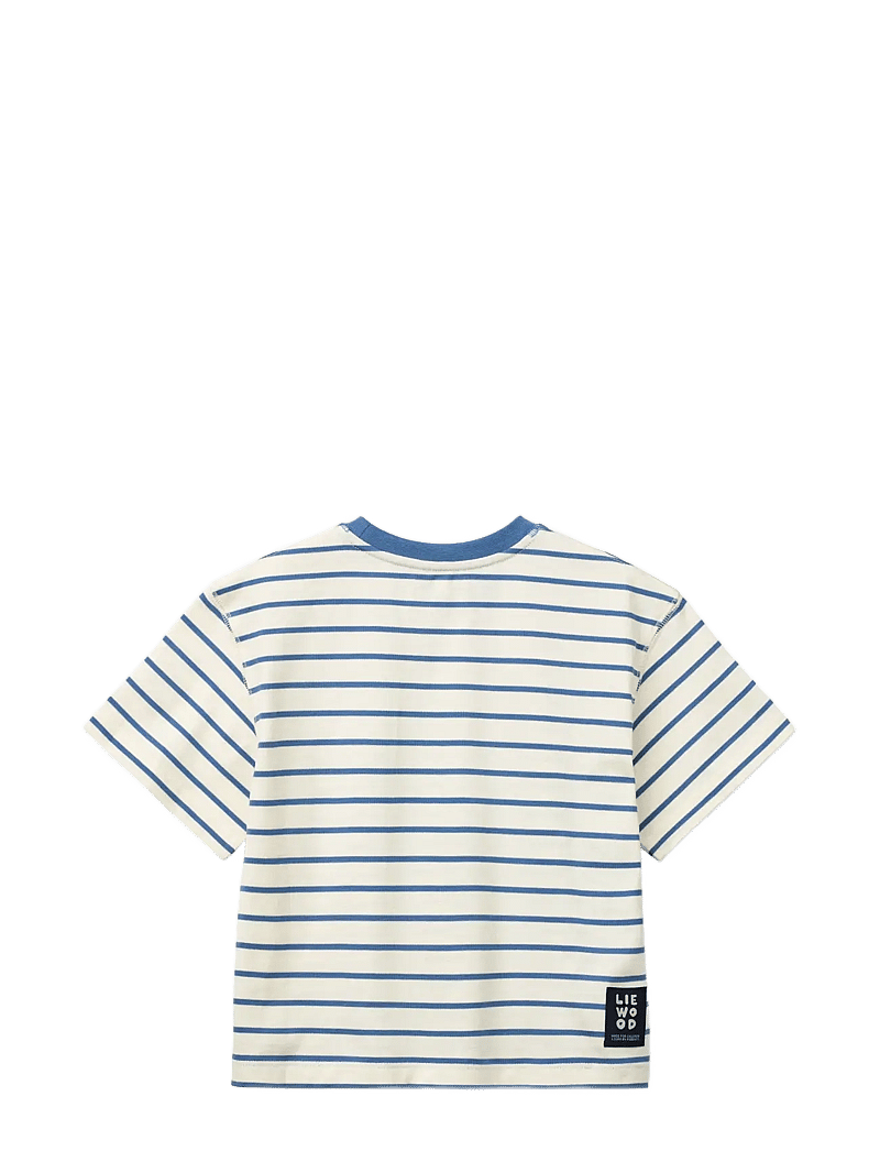 Liewood - Tyler Stripe SS T-shirt - kortärmade t-shirts - riverside / creme de la creme - 1