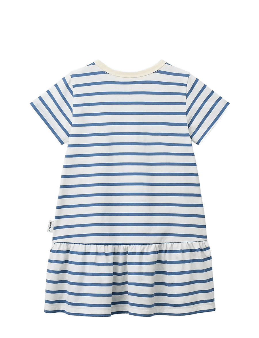 Liewood - Madden Stripe Dress - kurzärmelige babykleider - riverside / creme de la creme - 1