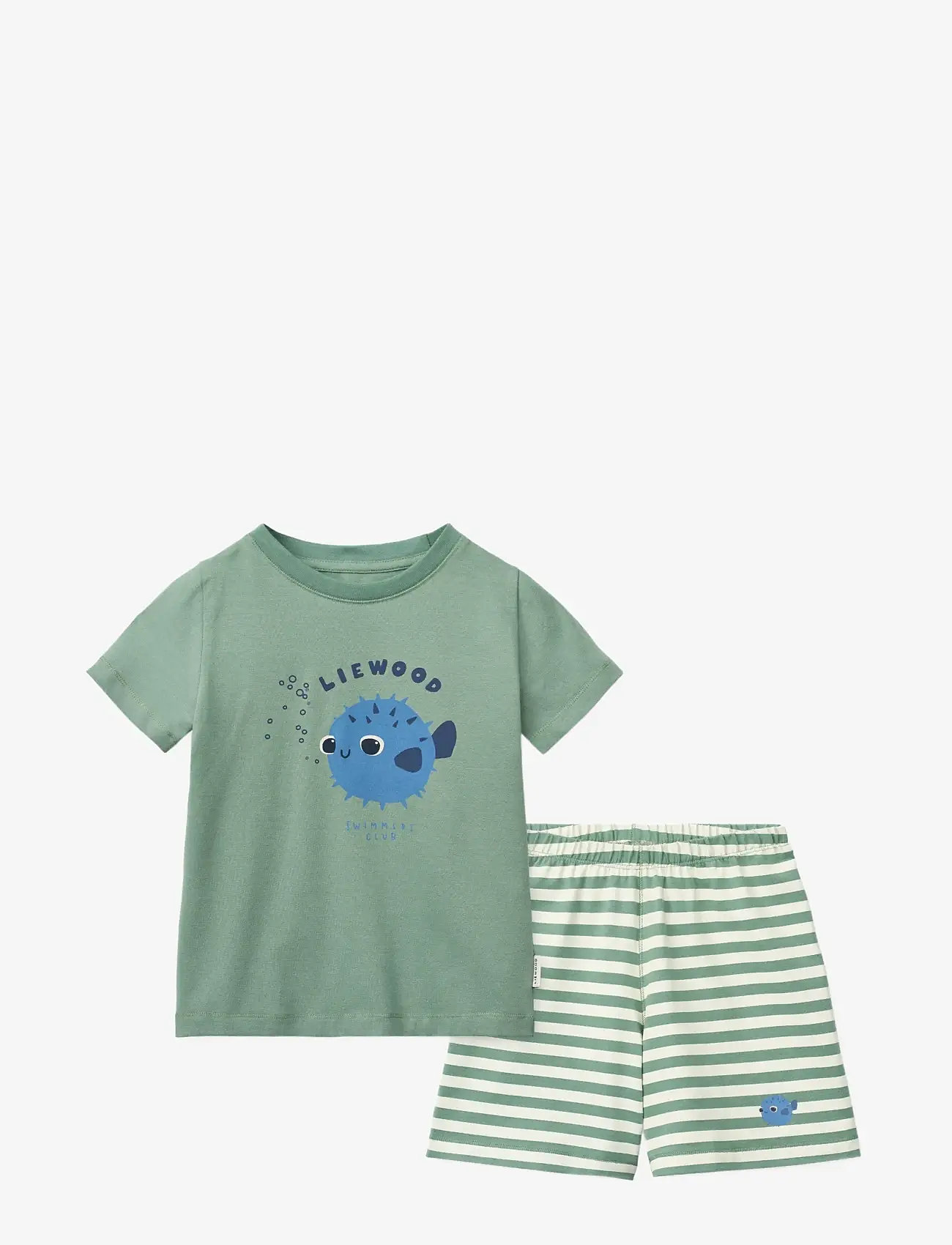 Liewood - Ilford Placement Set - sæt med kortærmet t-shirt - pufferfish / peppermint / mix - 0