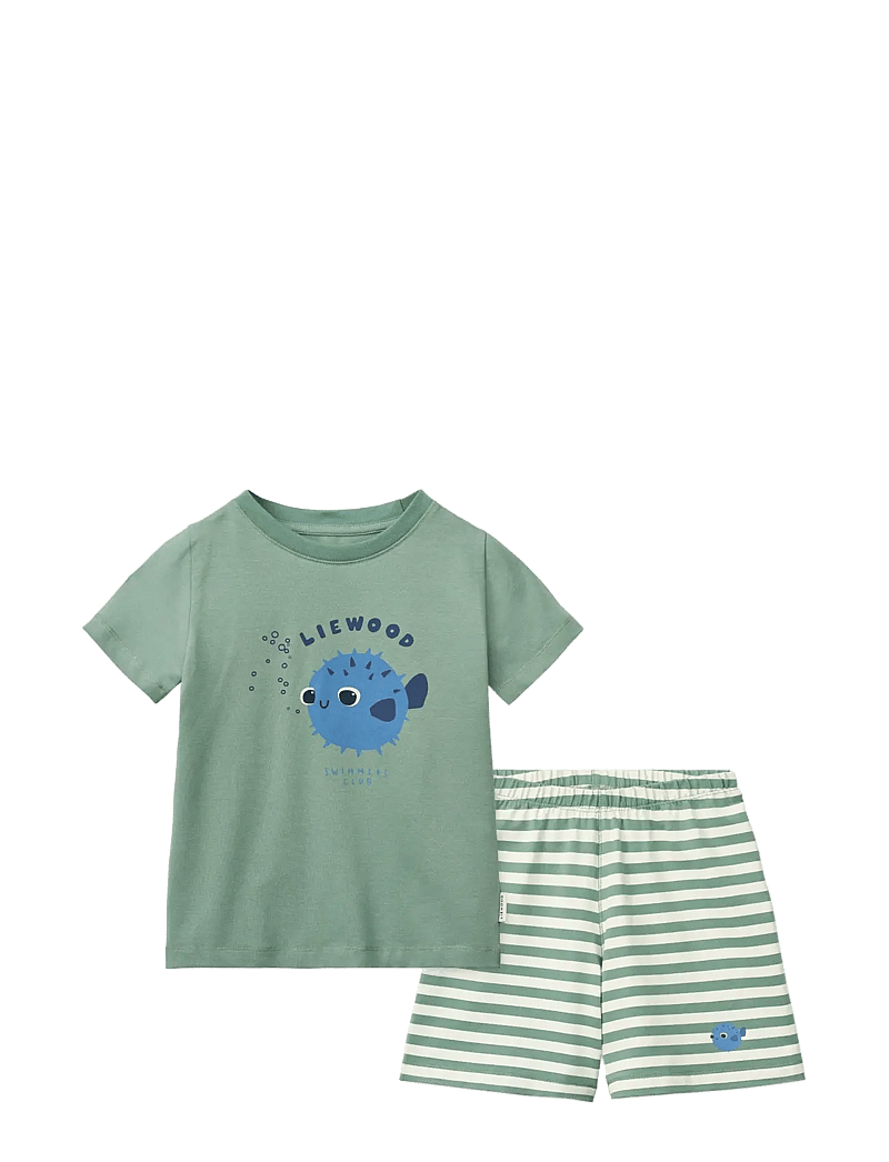 Liewood - Ilford Placement Set - sæt med kortærmet t-shirt - pufferfish / peppermint / mix - 0