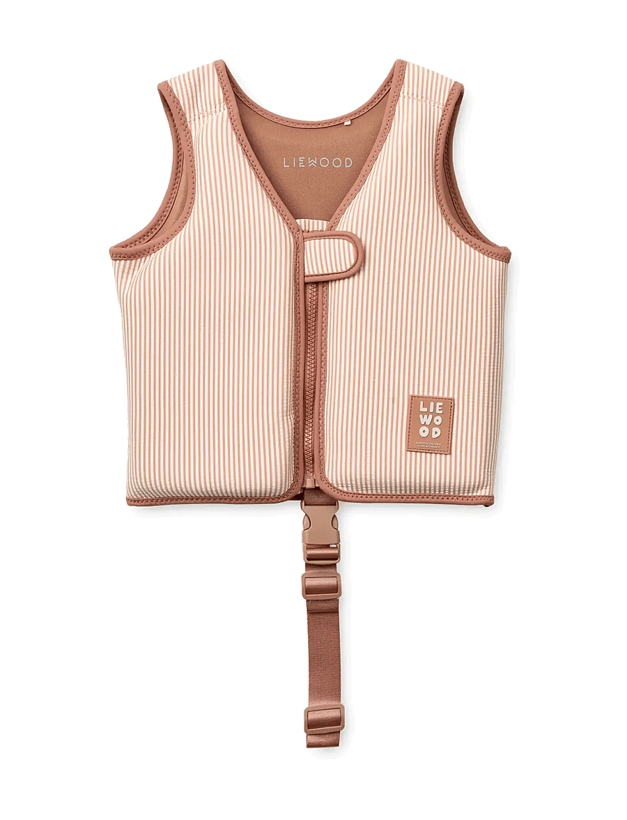 Liewood - Dove Seersucker Swim Vest - y/d stripe pale tuscany / creme de la creme - 1