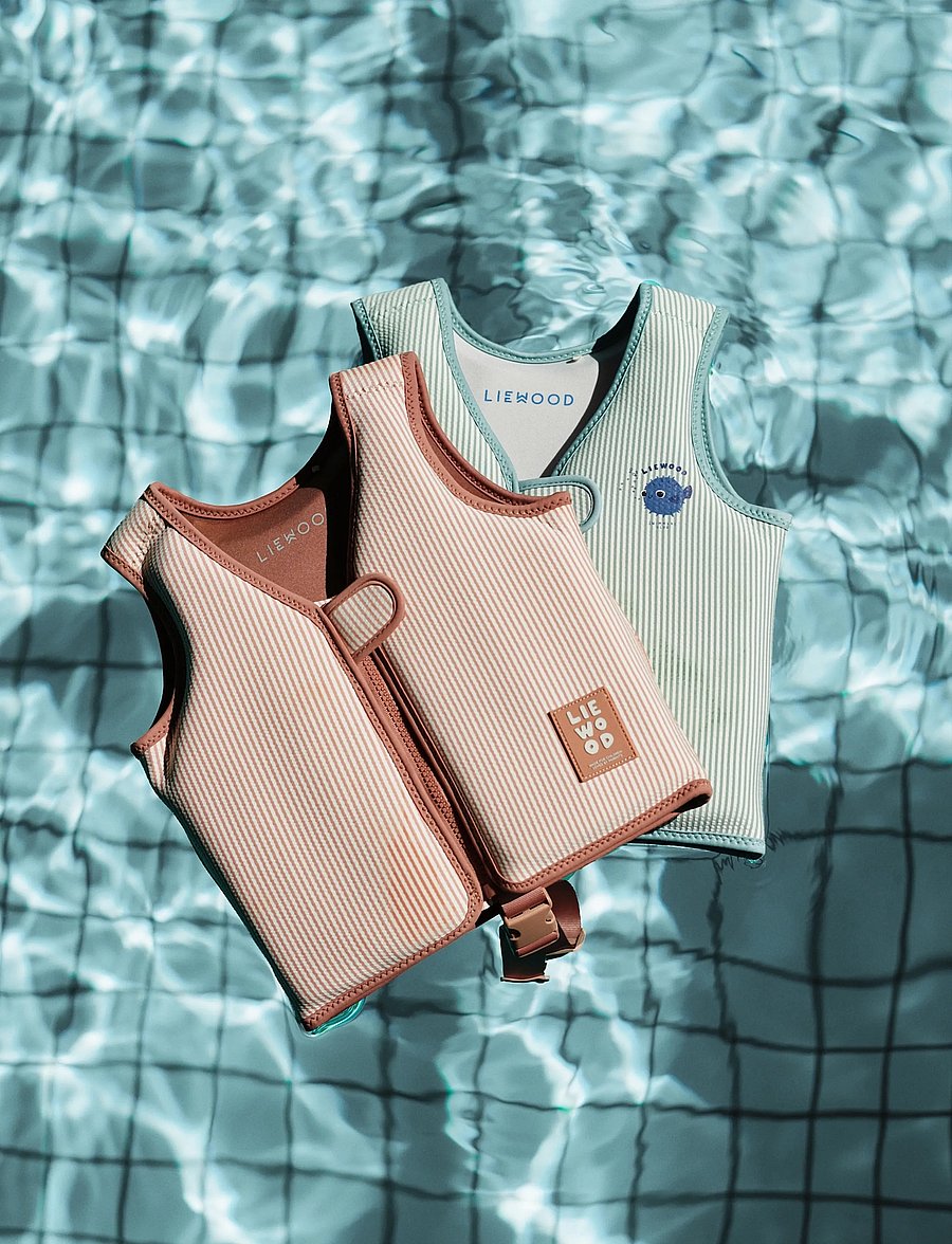 Liewood - Dove Seersucker Swim Vest - y/d stripe pale tuscany / creme de la creme - 0