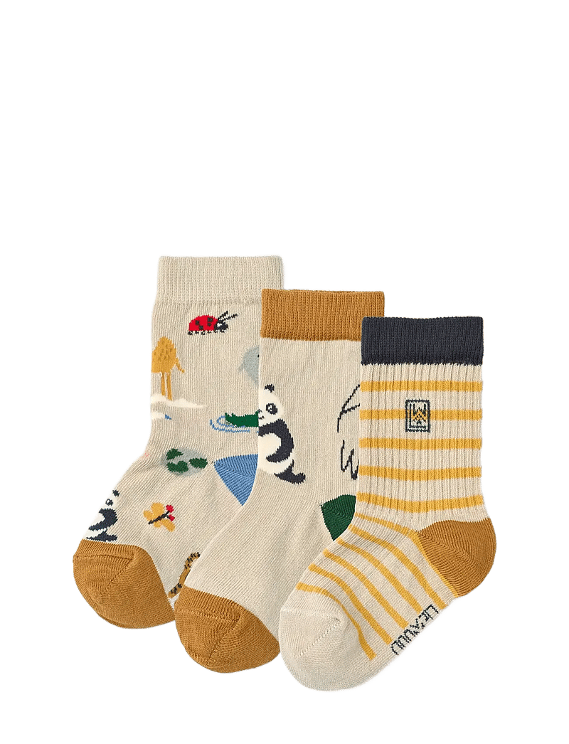 Liewood - Silas Socks 3-Pack - strümpfe - around the world / sandy - 1