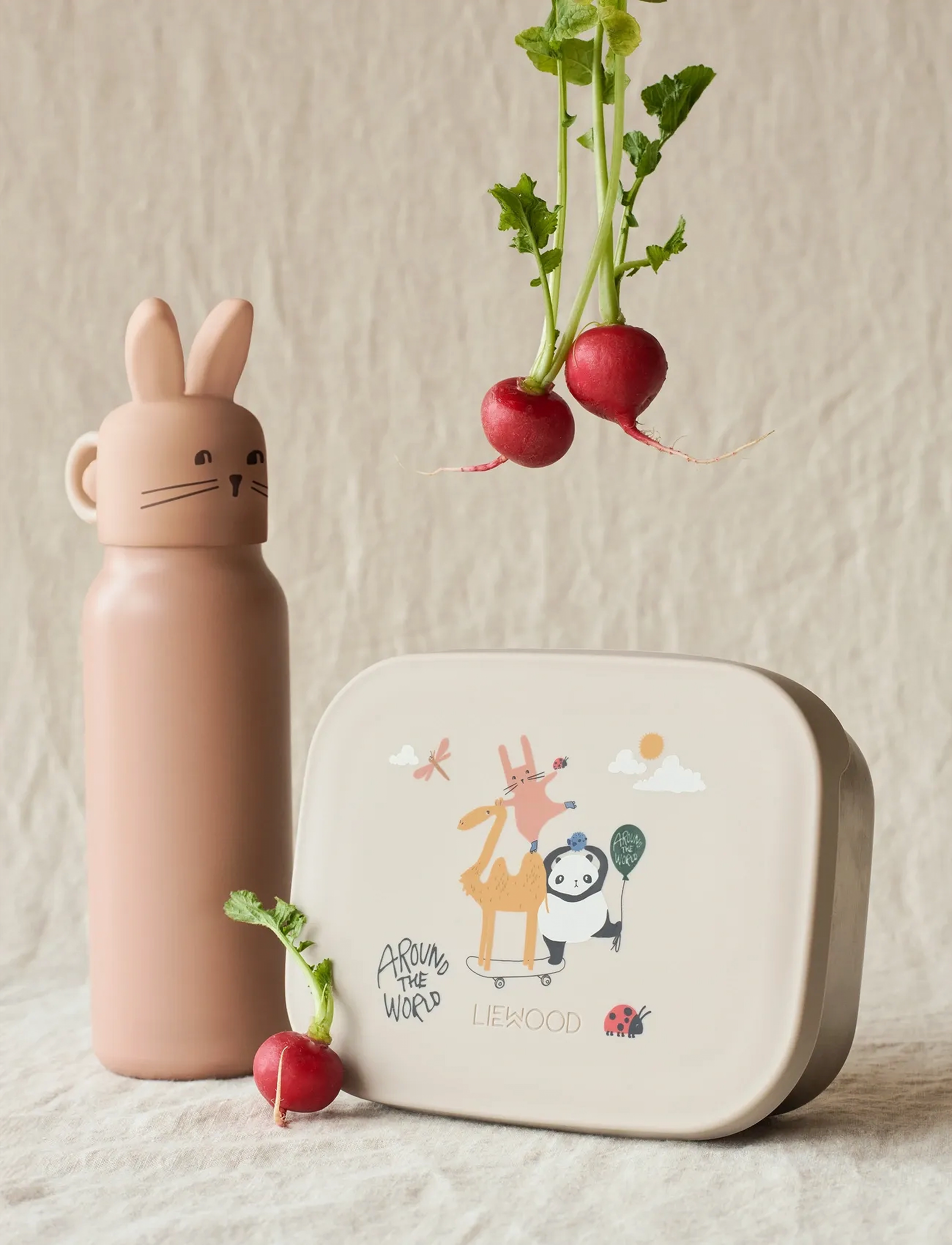 Liewood - Falk Water Bottle w Rabbit Lid 350 ml - veepudelid - pale tuscany - 0