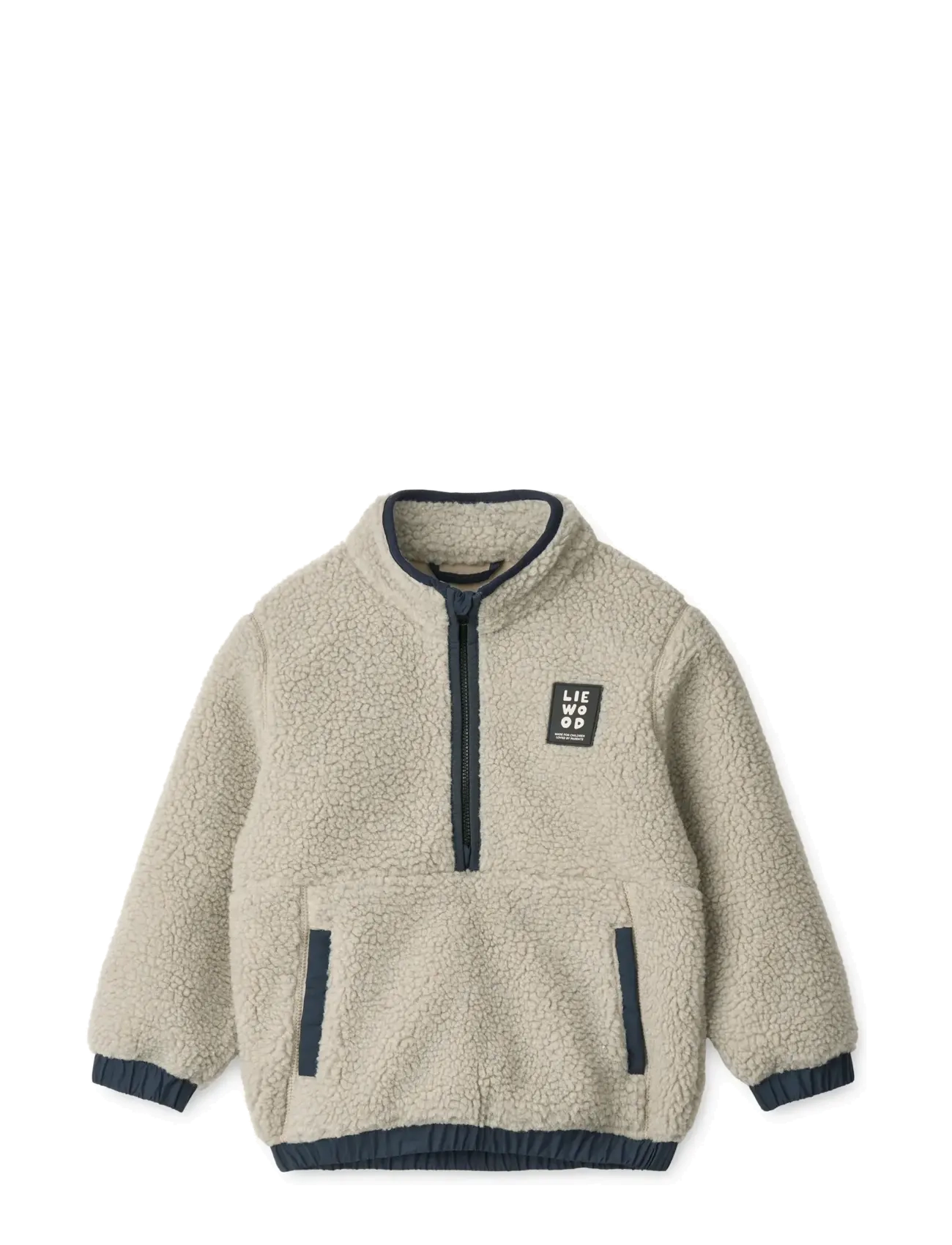 Liewood Balou Pile Sweatshirt, Børn, Fleece Halv Lynlås Sweatshirt, Beige, Str: 116
