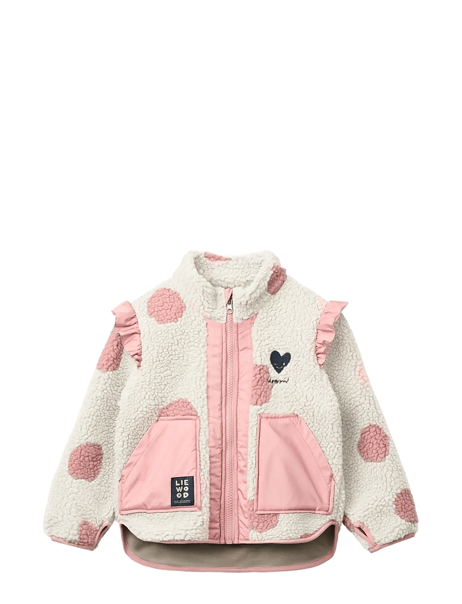 Liewood - Noam Pile Jacket w Frill - fleecejacken - spot dot sandy / rose blush mix - 1