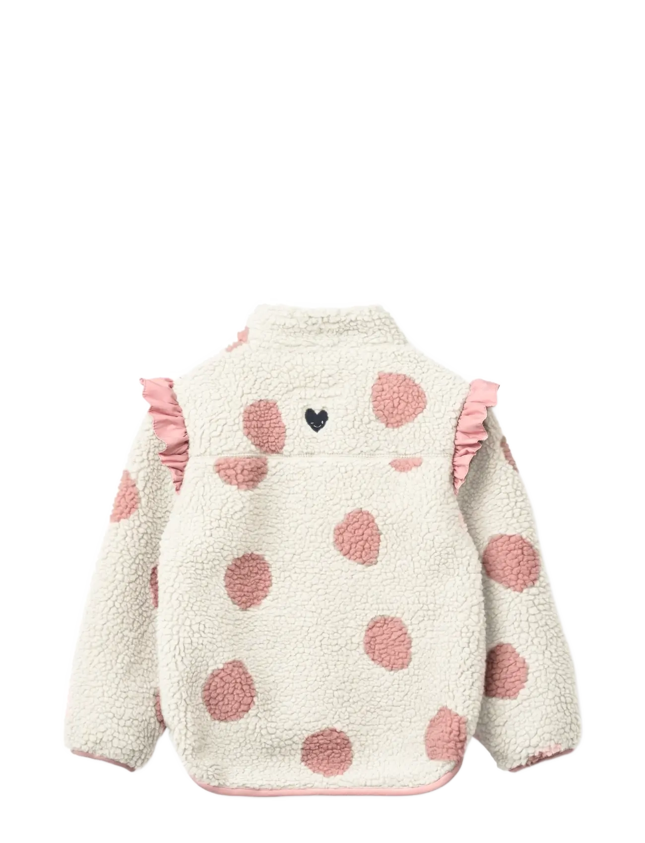 Liewood - Noam Pile Jacket w Frill - spot dot sandy / rose blush mix - 2
