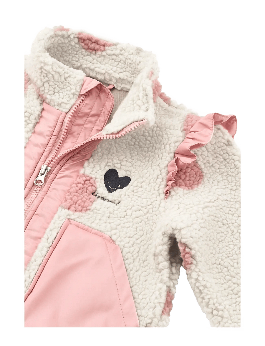 Liewood - Noam Pile Jacket w Frill - fleecejacken - spot dot sandy / rose blush mix - 3