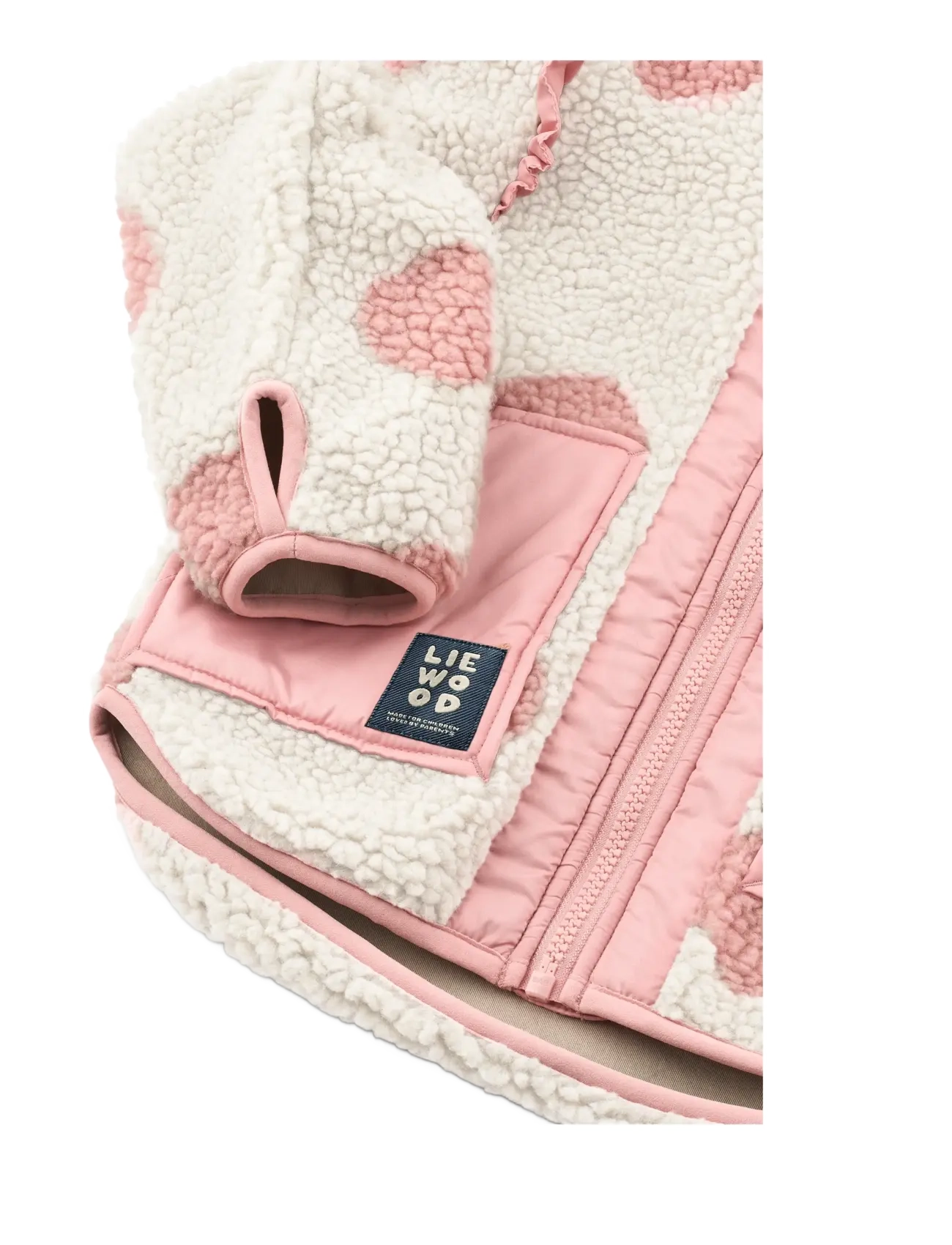 Liewood - Noam Pile Jacket w Frill - spot dot sandy / rose blush mix - 4