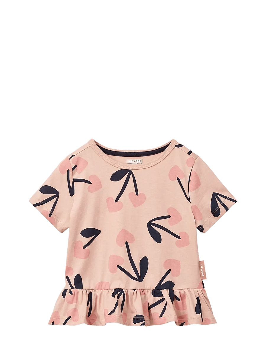 Liewood - Kya SS T-shirt - lühikeste varrukatega - mega cherry heart / rosey - 0