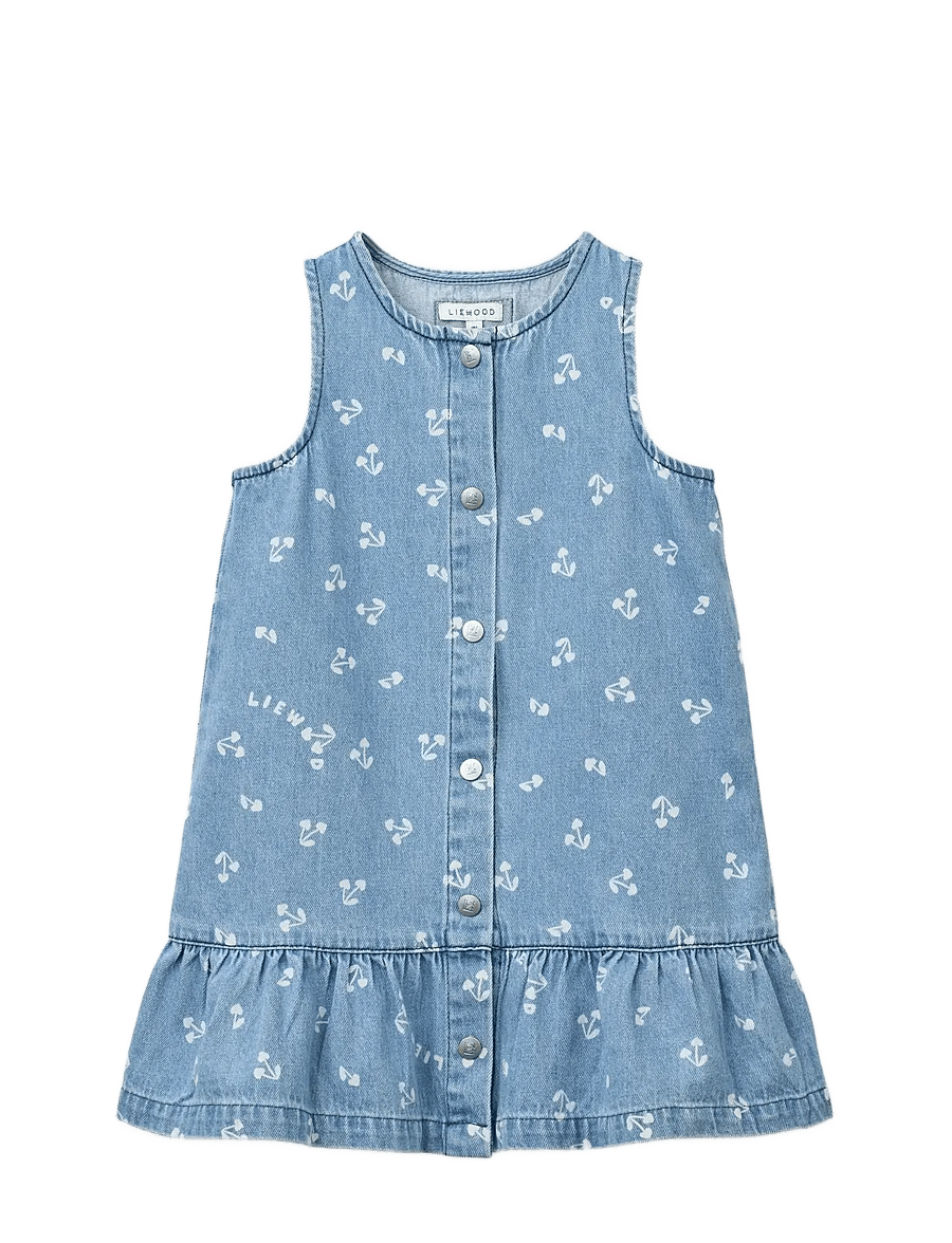Liewood - Sybilla Light Denim Dress - cherry heart sandy / denim - 1