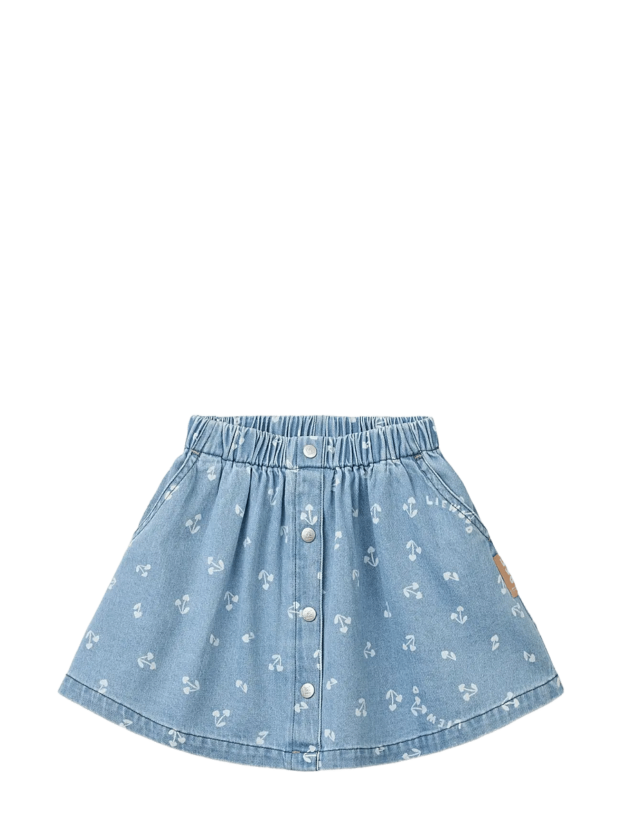 Liewood - Rio Printed Light Denim Skirt - cherry heart sandy / denim - 1