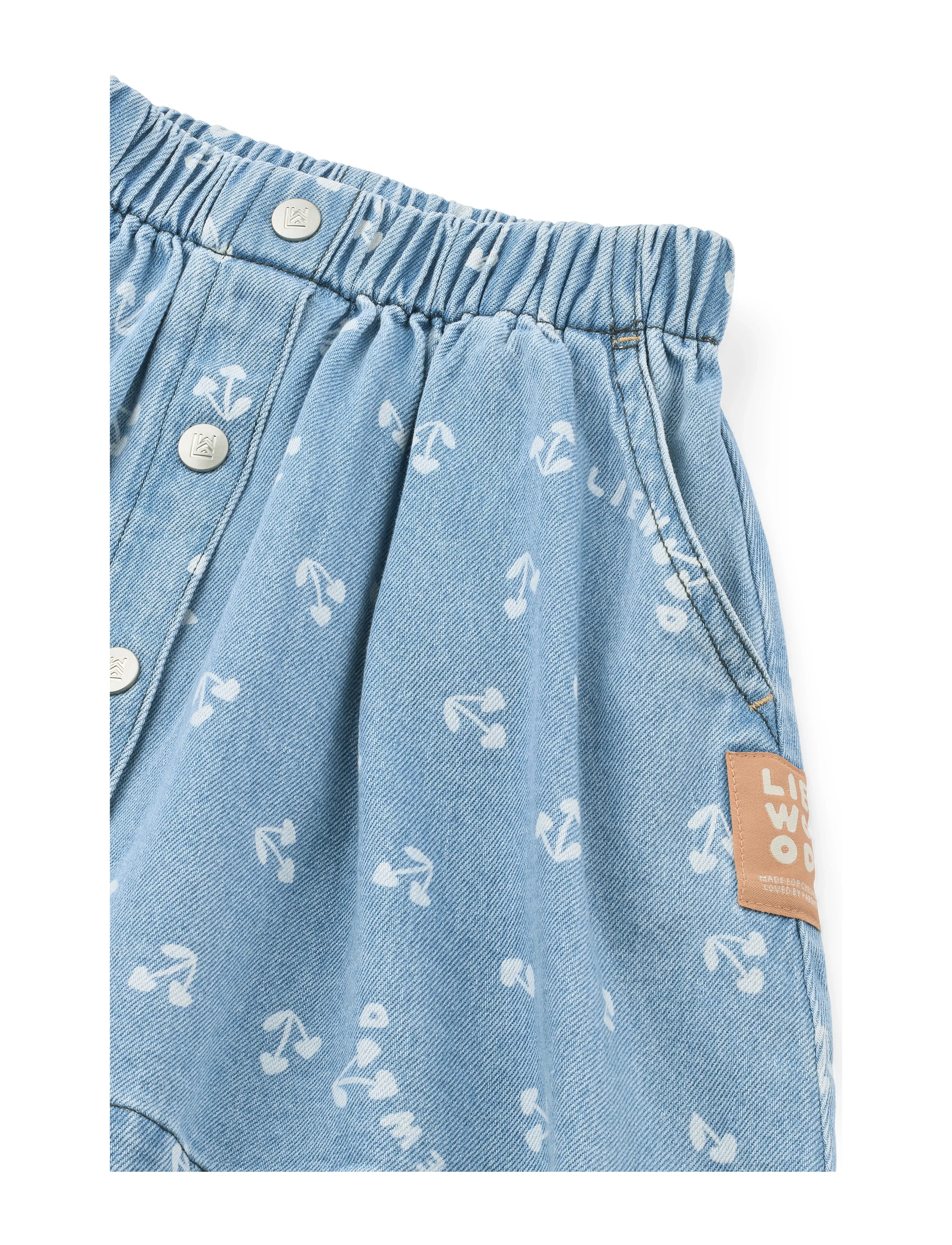 Liewood - Rio Printed Light Denim Skirt - cherry heart sandy / denim - 4