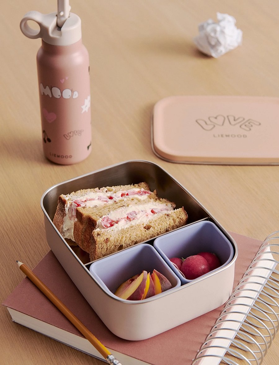 Liewood - Nina Stainless Steel Lunchbox - madkasser - love / pale tuscany - 0