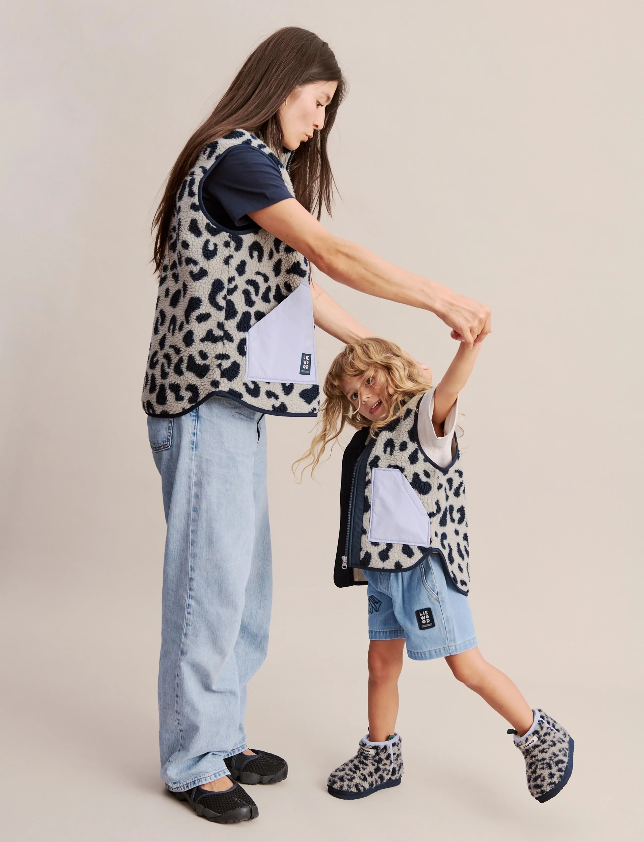 Liewood Nilu Adult Pile Vest, Kvinder, Leopardmønstret Fleecevest, Cream, Str: 40