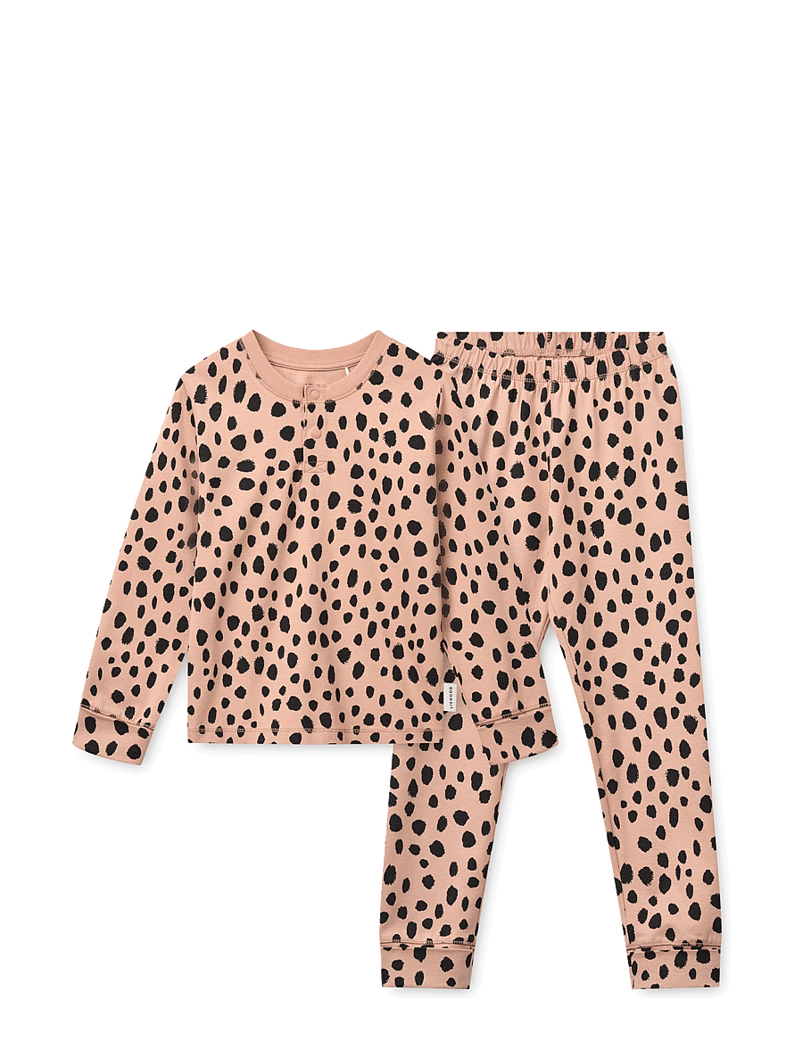 Liewood - Wilhelm Grow Printed Pyjamas Set - komplektid - leo spot / pale tuscany - 0