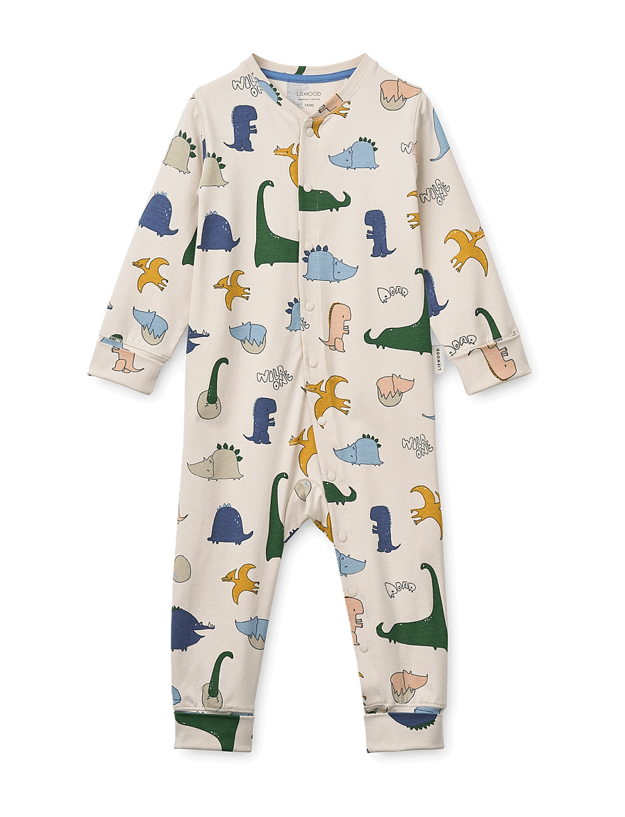 Liewood - Birk Grow Printed Pyjamas Jumpsuit - schlafoveralls - dino roar / sandy - 1