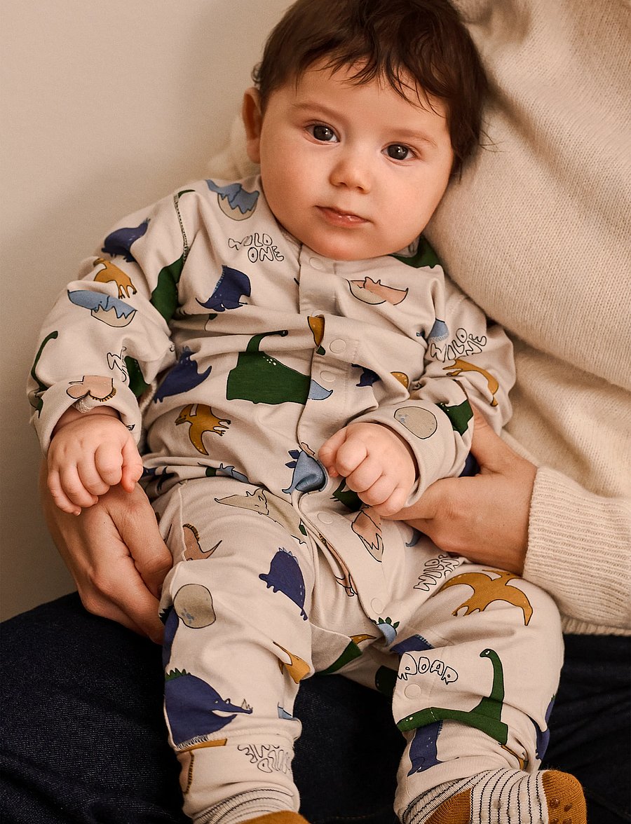 Liewood - Birk Grow Printed Pyjamas Jumpsuit - schlafoveralls - dino roar / sandy - 0