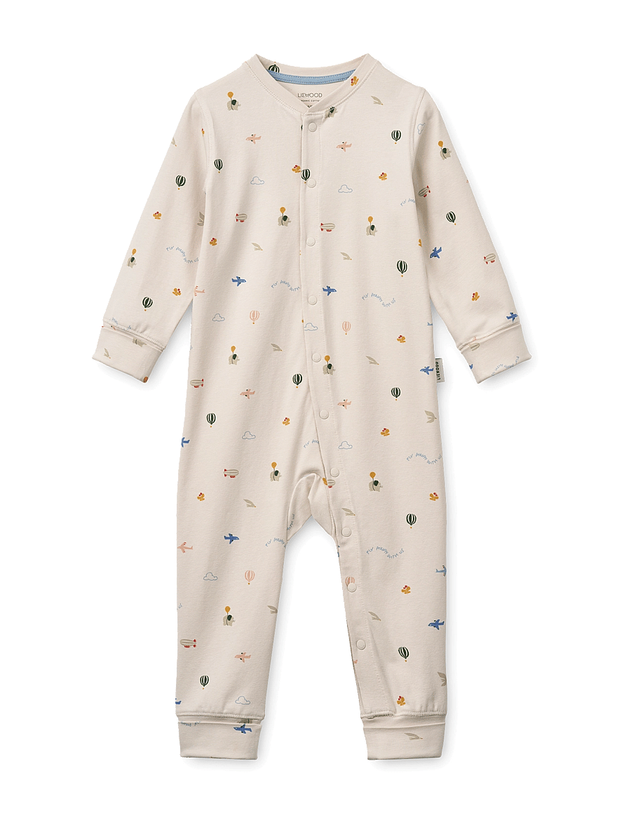 Liewood - Birk Grow Printed Pyjamas Jumpsuit - flying / sandy - 0