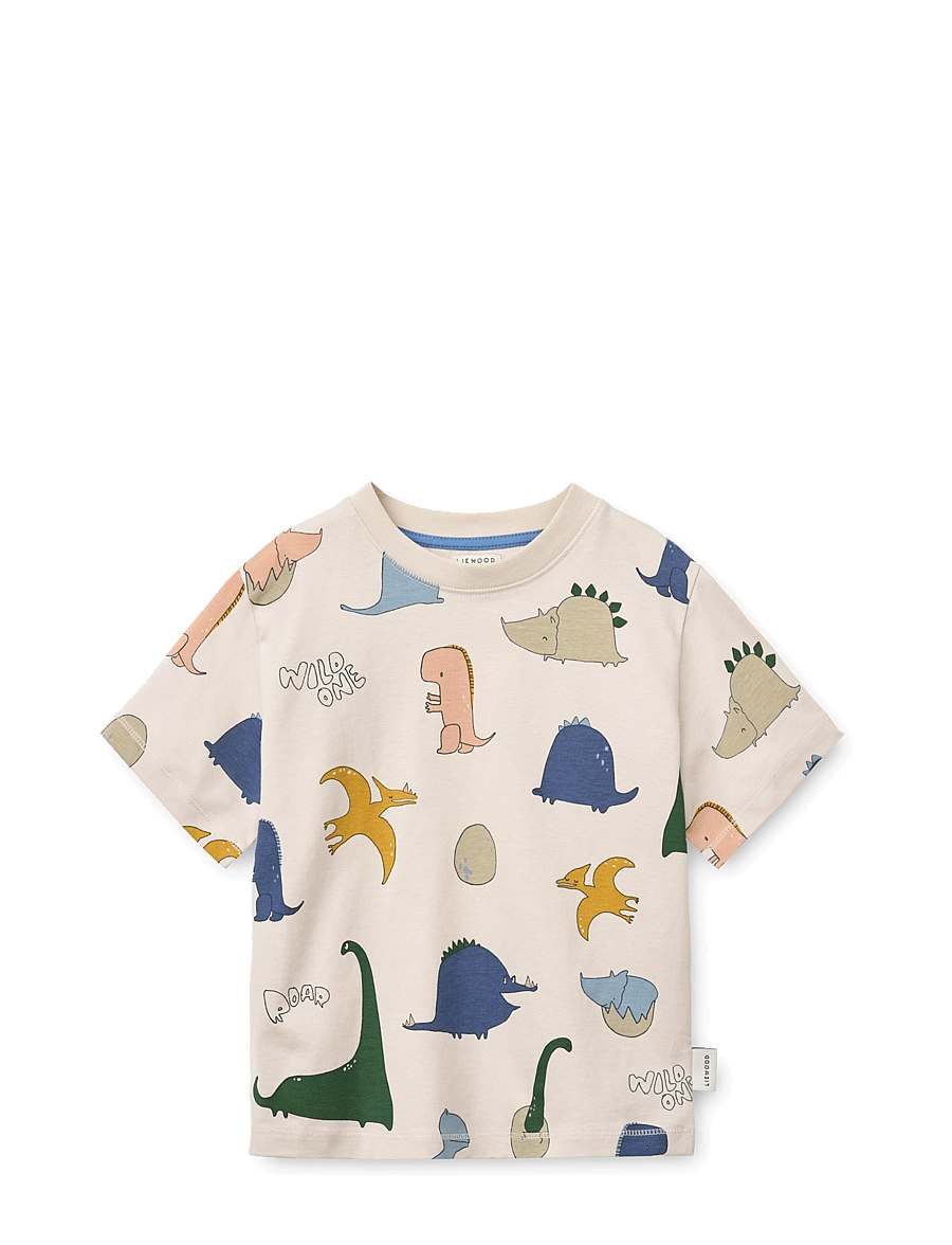 Liewood - Francis Printed SS T-shirt - lühikeste varrukatega - dino roar / sandy - 0