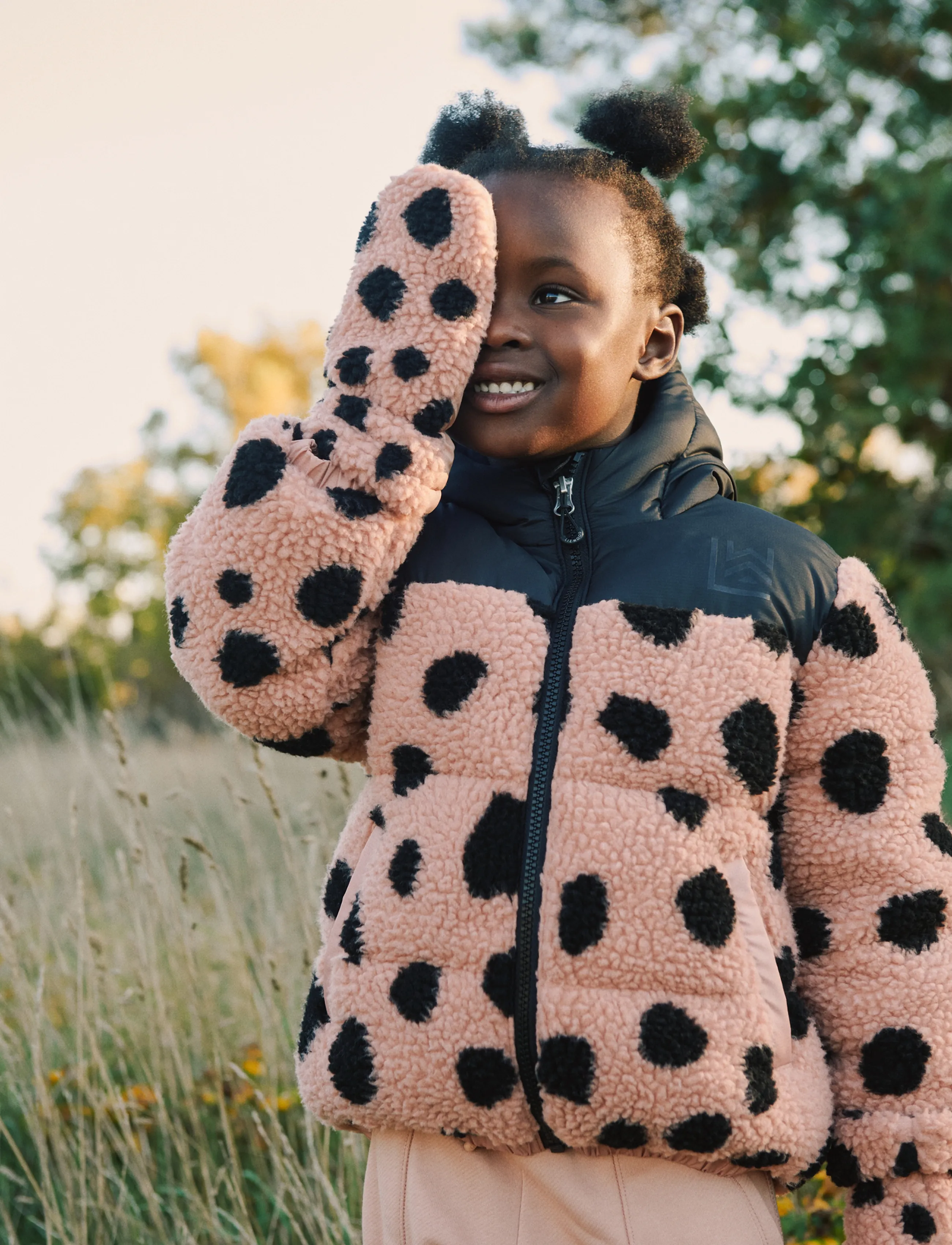 Liewood Niko Pile Jacket, Børn, Børne Leopardprintet Hætte Plysjakke, Pink, Str: 122