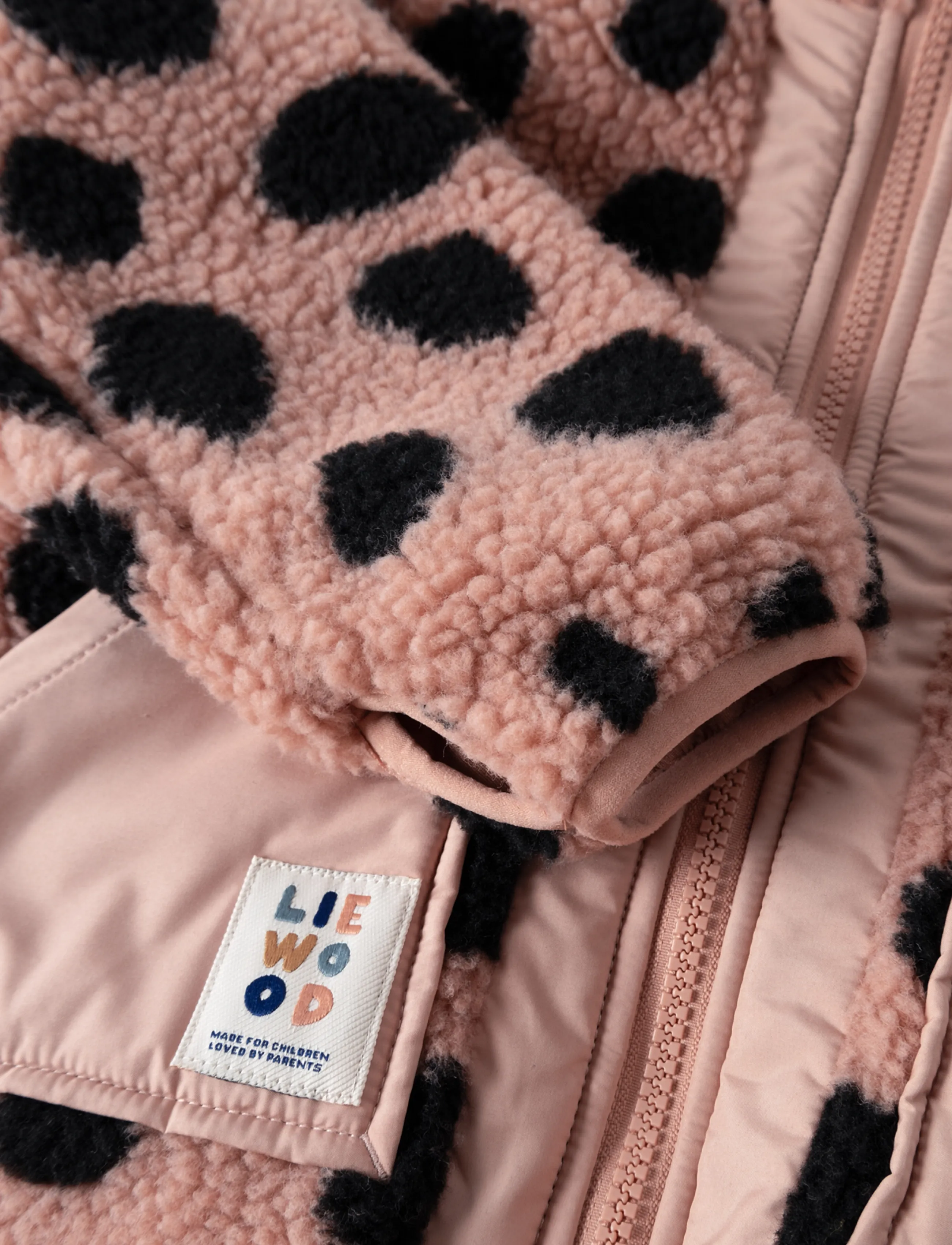 Liewood - Noam Pile Jacket - fleece jackets - mega leo spot / pale tuscany - 2