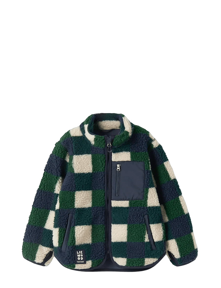Liewood - Nolan Pile Jacket - fleece jackets - mega check / bright garden - 0