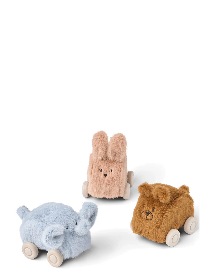 Liewood - Ansel Plush Car 3-pack - legetøjsbiler - pale tuscany mix - 0