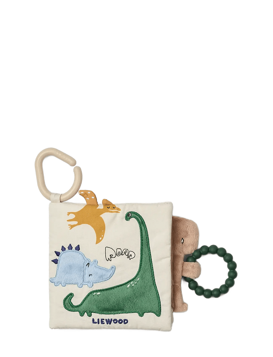 Liewood - Fey Dino Roar Fabric Book - babybøger - dino roar / dove blue - 0
