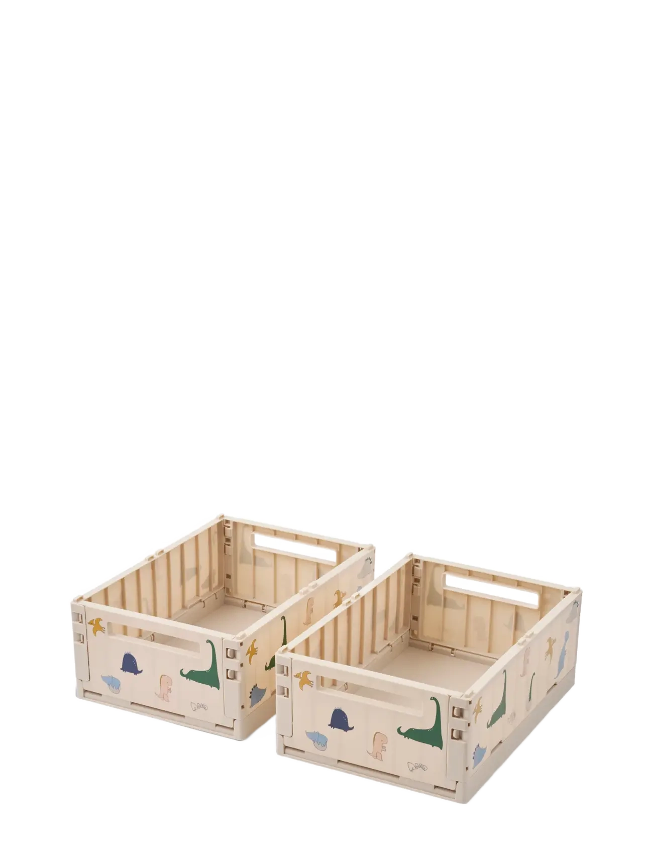 Liewood Weston Printed Storage Box M 2-pack - Förvaringslådor - DINO ROAR / SANDY / beige