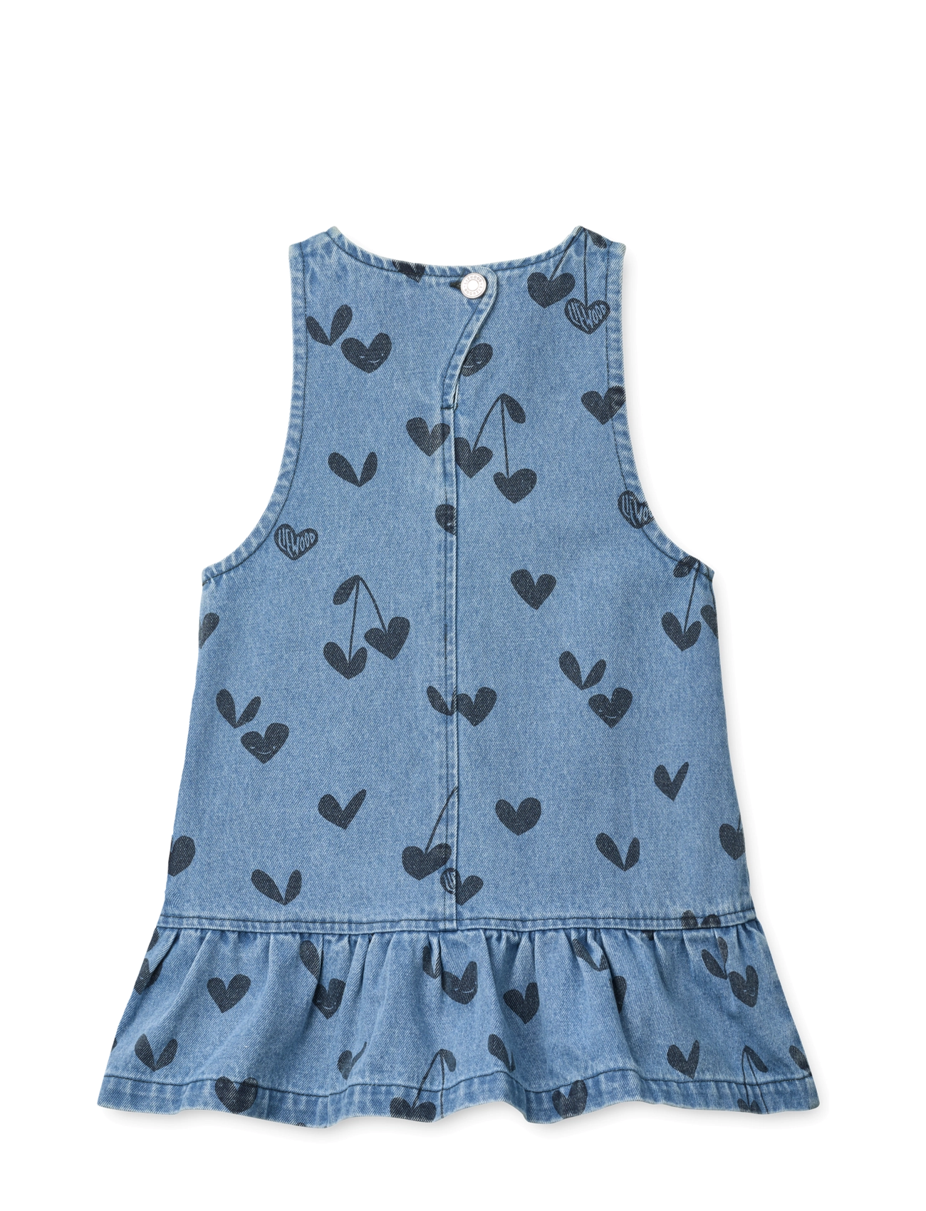 Liewood - Angelica Printed Denim Frill Dress - Ærmeløse babykjoler - sweethearts / denim - 1