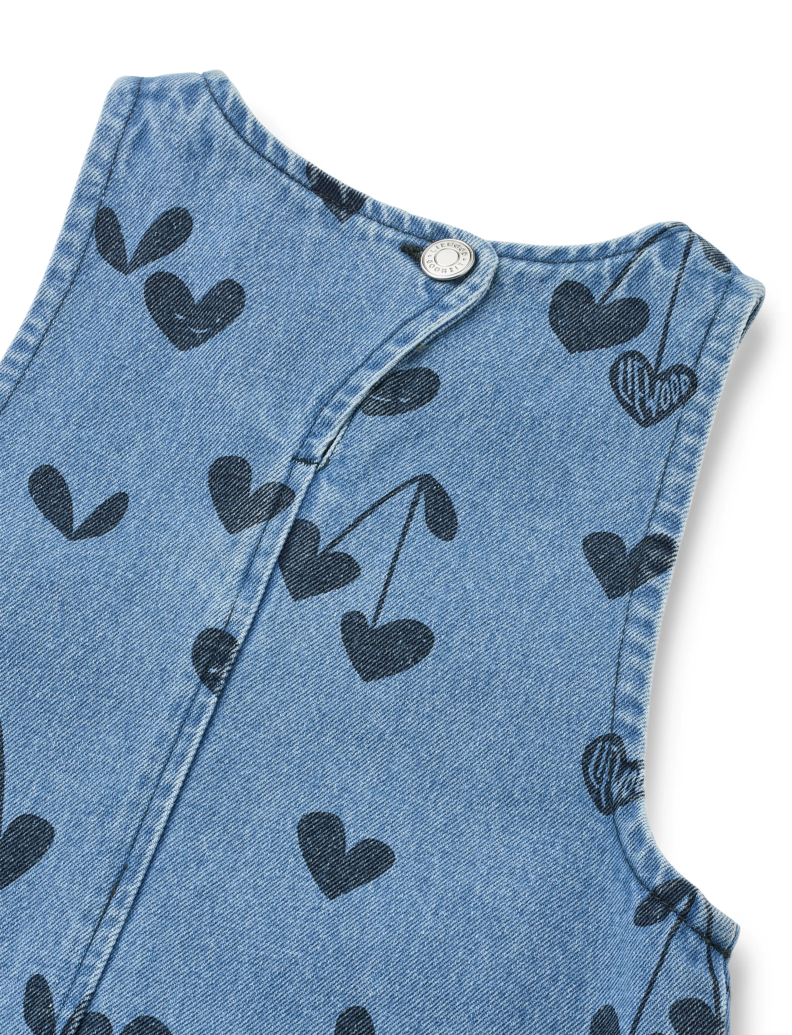 Liewood - Angelica Printed Denim Frill Dress - Ærmeløse babykjoler - sweethearts / denim - 2