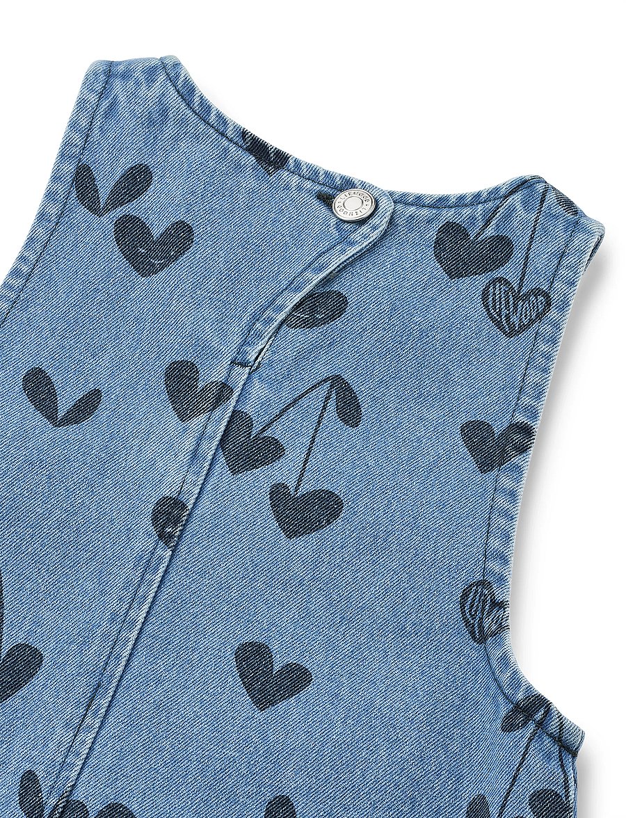 Liewood - Angelica Printed Denim Frill Dress - Ærmeløse babykjoler - sweethearts / denim - 2