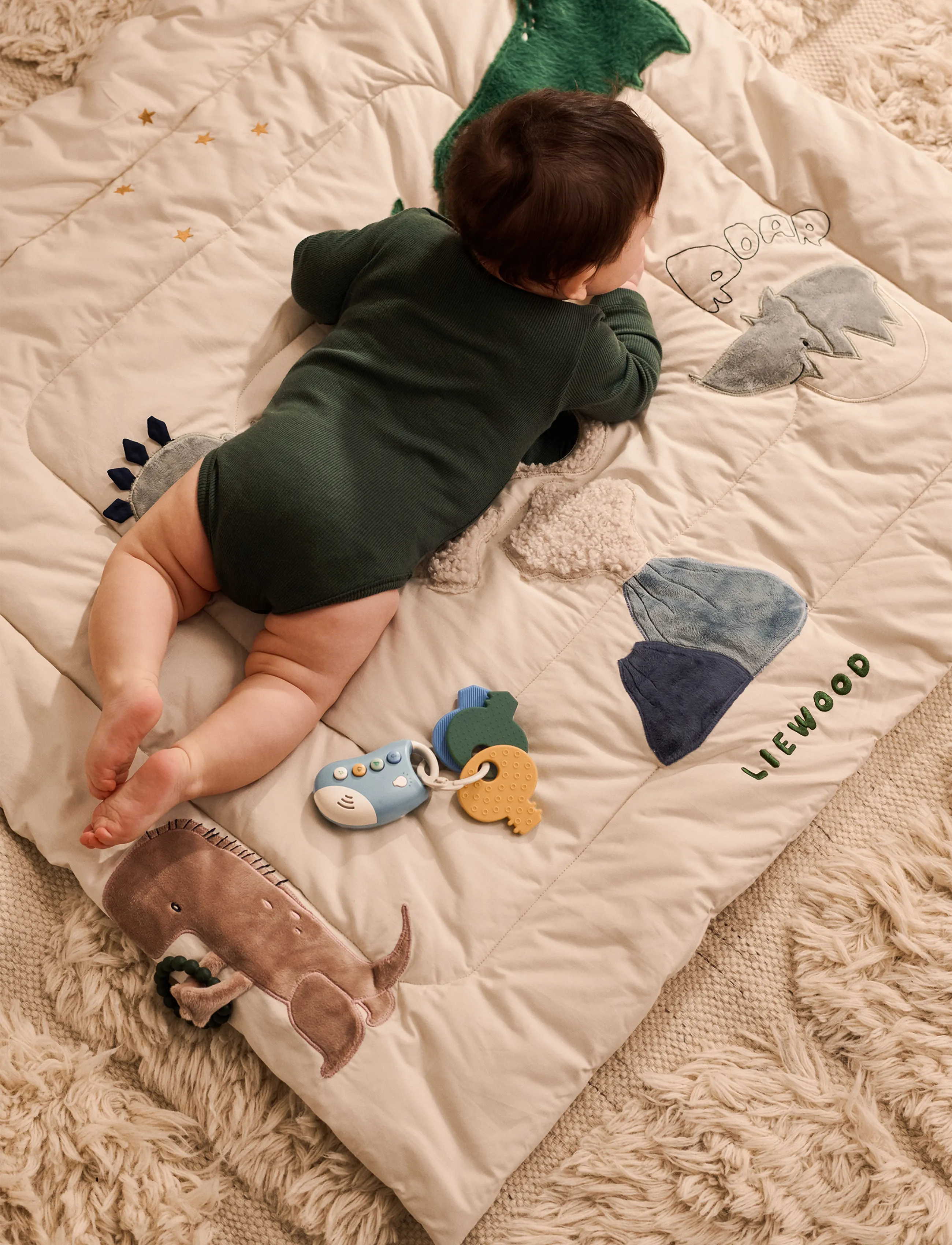 Liewood - Bernet Dino Plush Activity Blanket - tegelustekid ja mängumatid - dino roar / sandy - 2