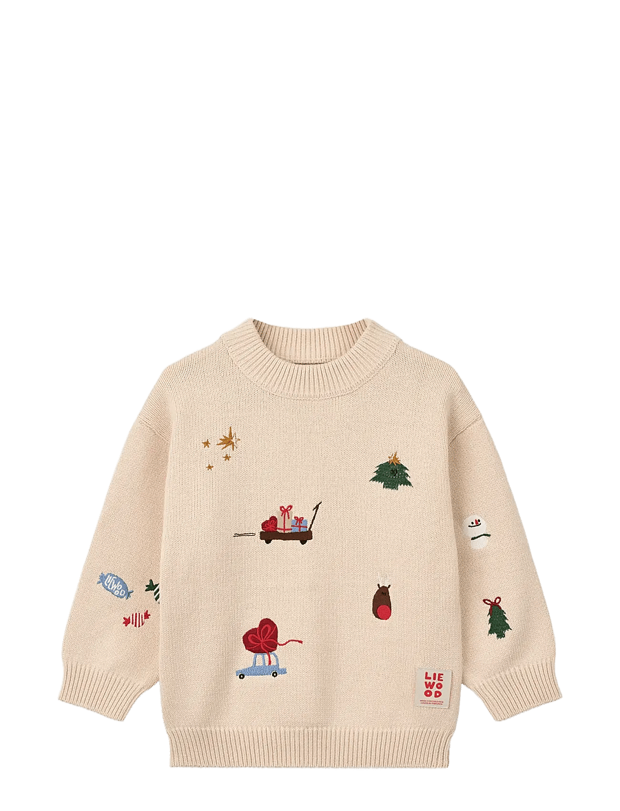 Liewood - Orlane Embroidery Knit Jumper - trøjer - festive / sandy / embroidery - 1