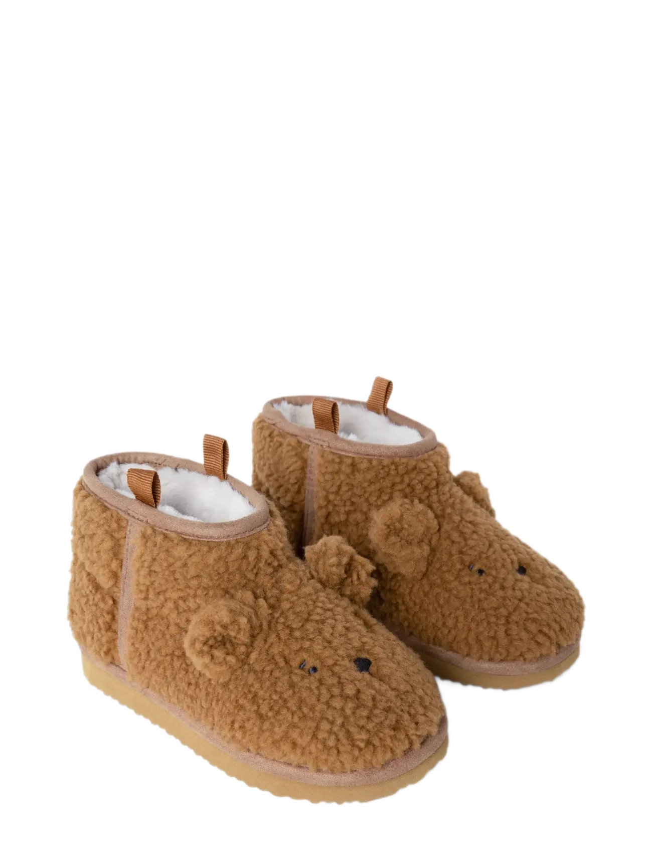Liewood Alban Bear Pile Boot Slipper - Beebiriided - GOLDEN CARAMEL / brown