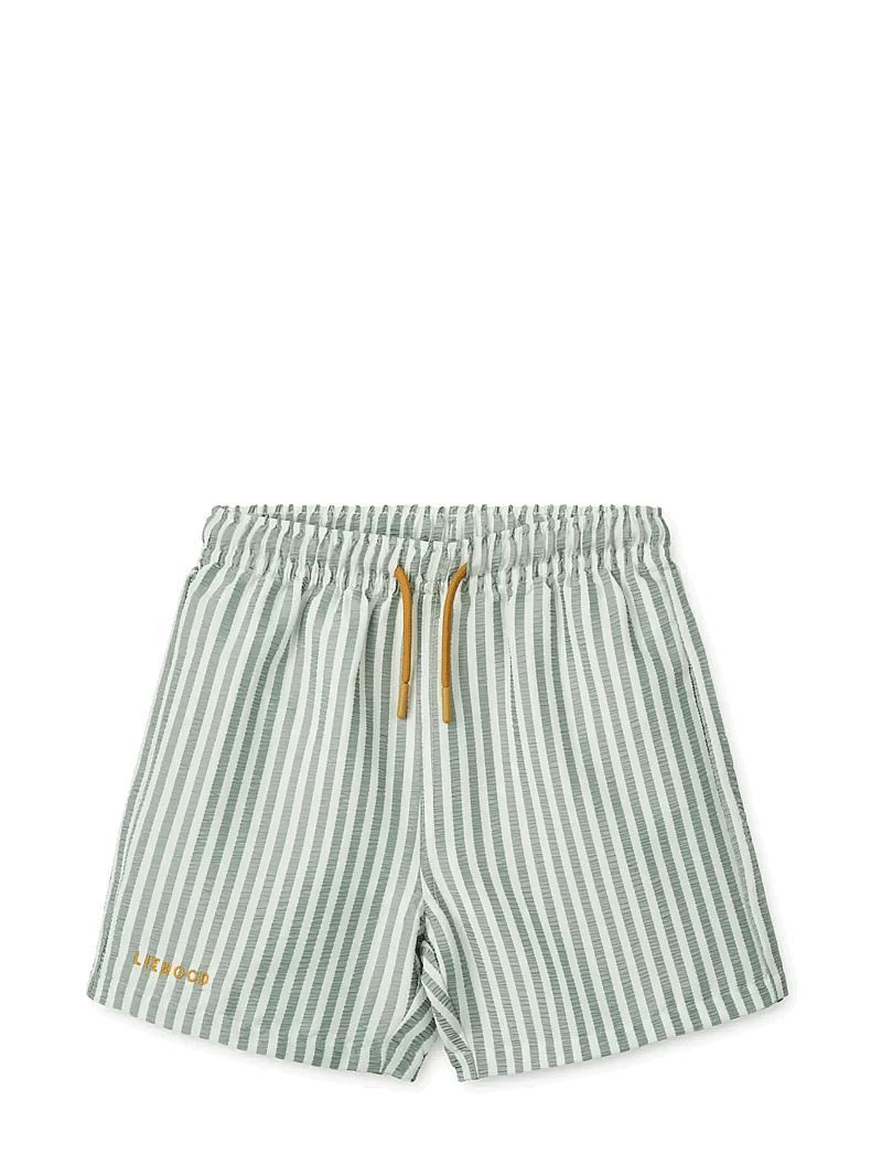 Liewood - Duke Stripe Board Shorts - badebukser - stripe peppermint / crisp white - 1