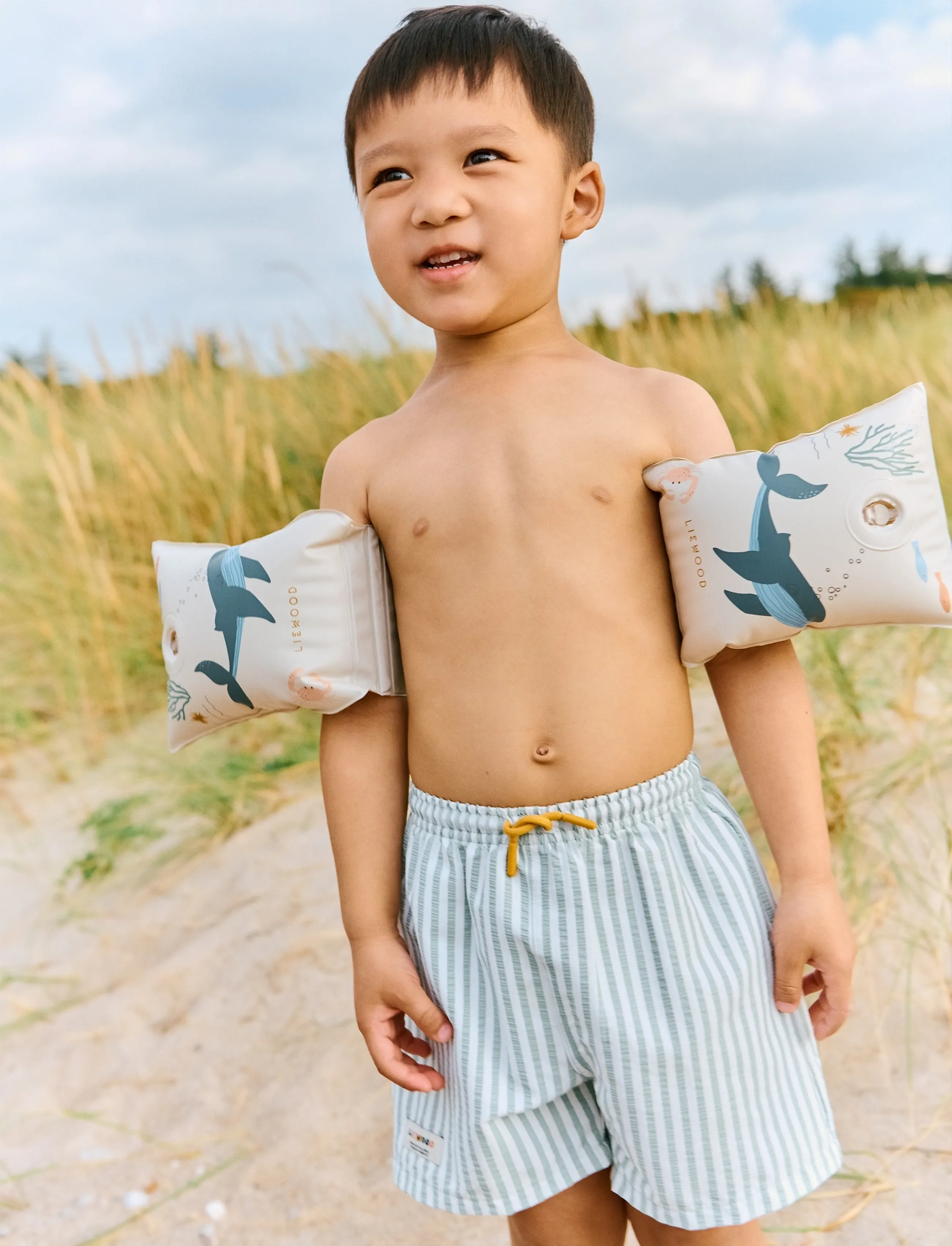 Liewood Duke Stripe Board Shorts, 68, Bademode, Grün - Swimshorts, Kinder