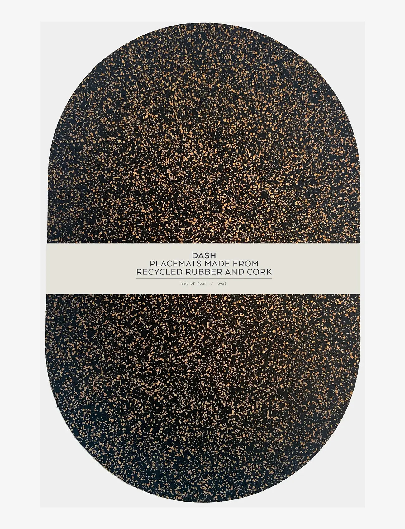 Liga - Dash Oval Placemat set of 4, 35x25cm - stalo kilimėliai ir padėkliukai - beige/brown & black - 2