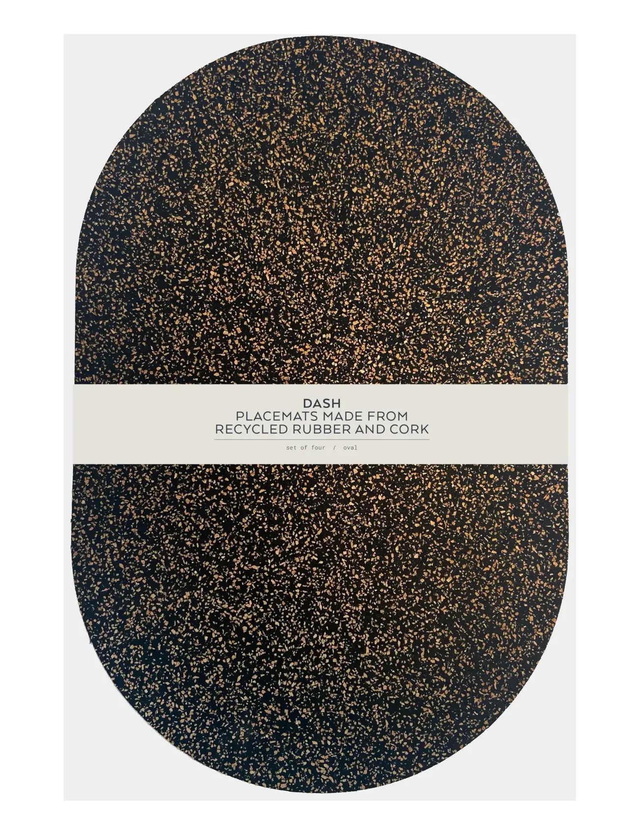 Liga - Dash Oval Placemat set of 4, 35x25cm - diskamottur - beige/brown & black - 2