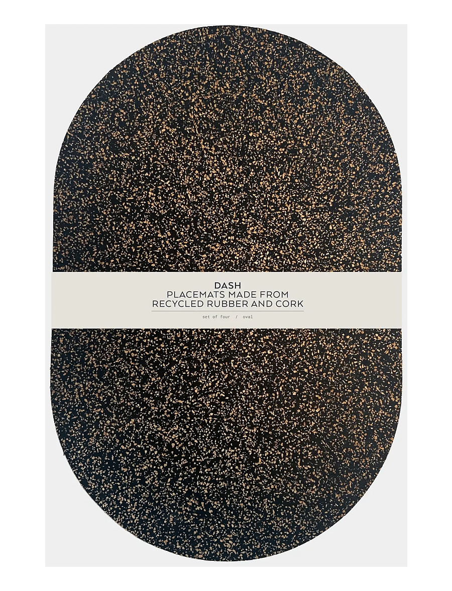 Liga - Dash Oval Placemat set of 4, 35x25cm - taldrikualused - beige/brown & black - 2