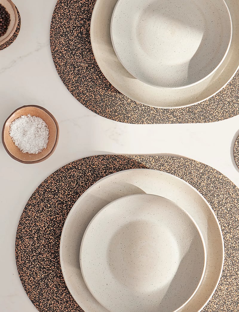 Liga - Dash Oval Placemat set of 4, 35x25cm - taldrikualused - beige/brown & black - 0