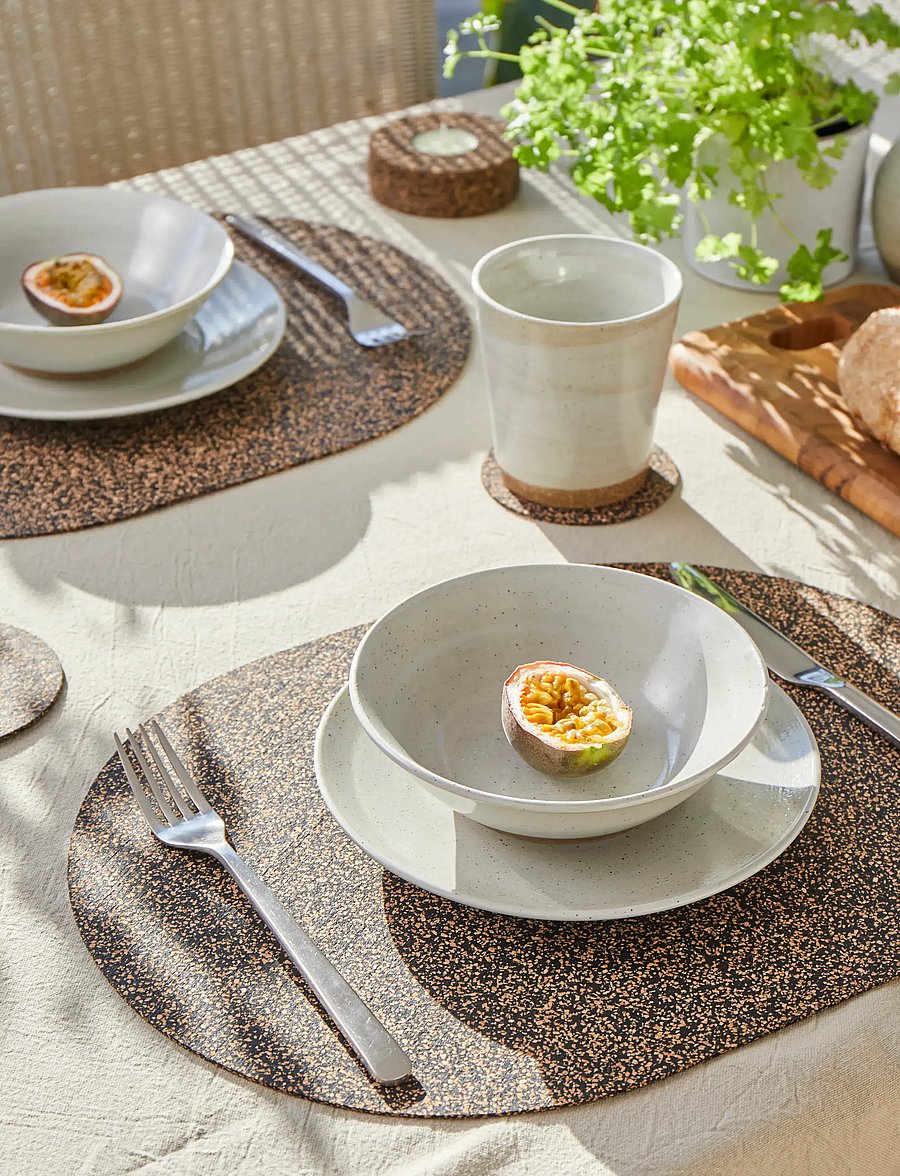 Liga - Dash Oval Placemat set of 4, 35x25cm - taldrikualused - beige/brown & black - 3