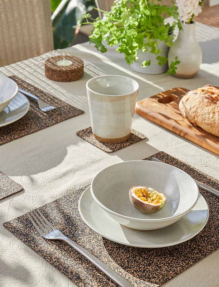 Liga - Dash Rectangle Placemat set of 4, 35x25cm - taldrikualused - beige/brown & black - 3