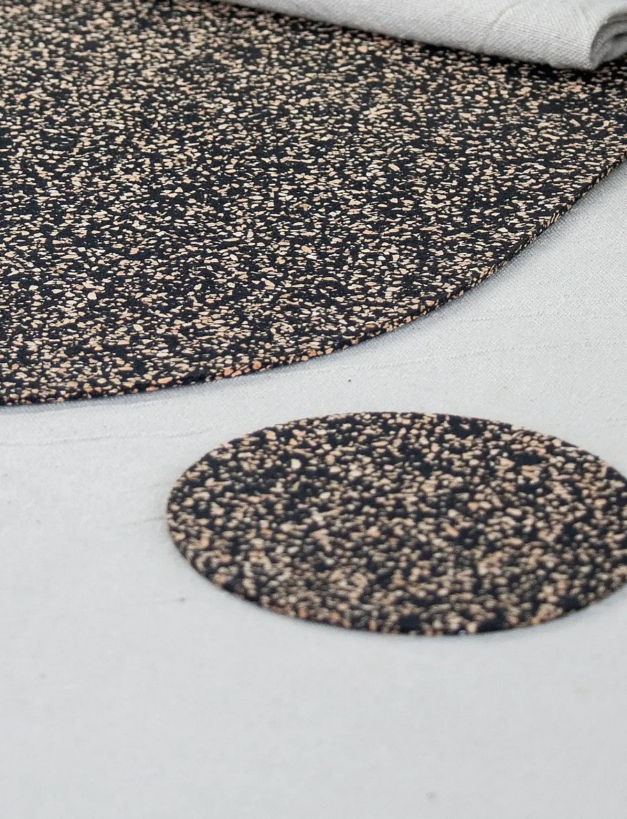 Liga - Dash Round Coaster set of 4, 9cm - tassialused - beige/brown & black - 0