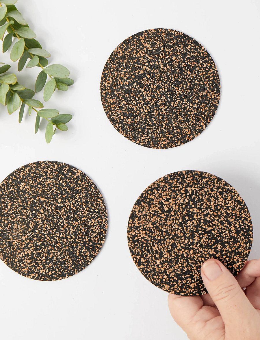 Liga - Dash Round Coaster set of 4, 9cm - tassialused - beige/brown & black - 3